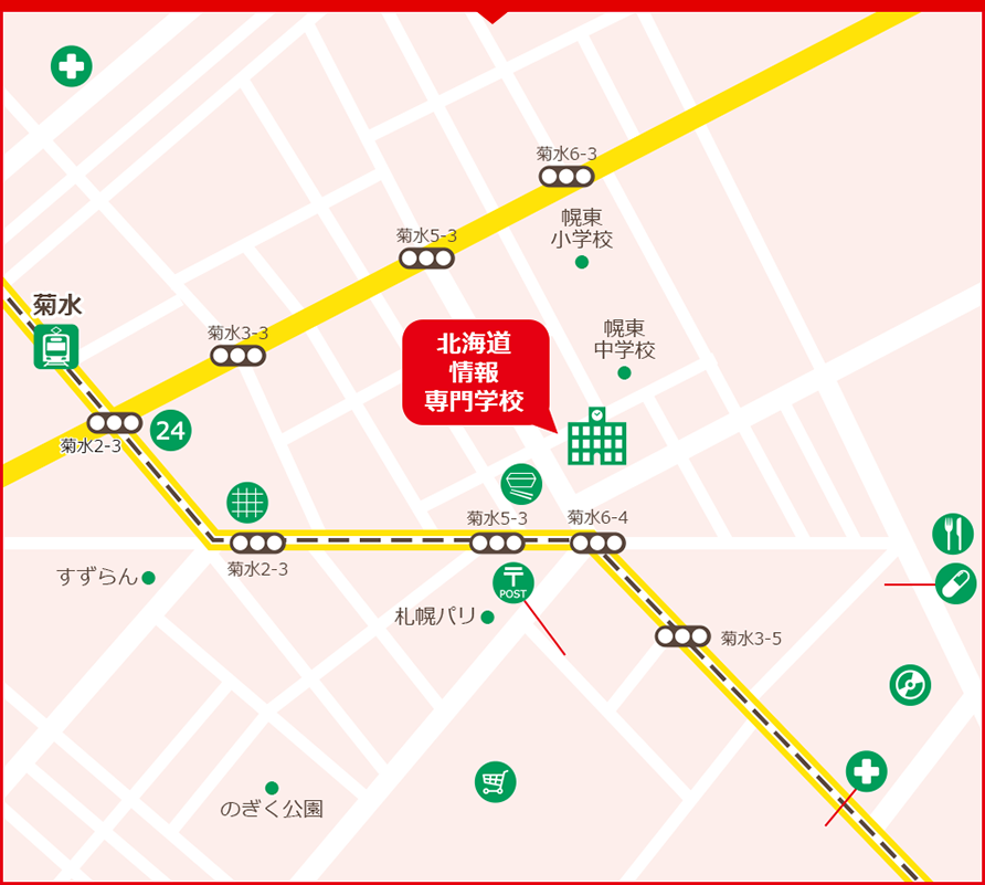 北海道情報専門学校周辺の地図